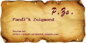 Panák Zsigmond névjegykártya